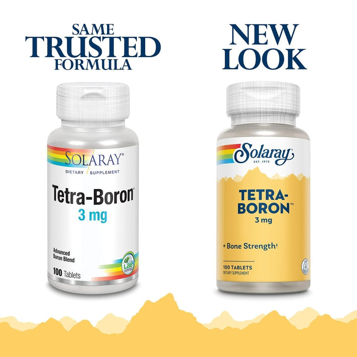 Solaray Tetra Boron 3mg Tablets - Essential Trace Mineral for Bone Health - 100 Count - The Oasis of Health