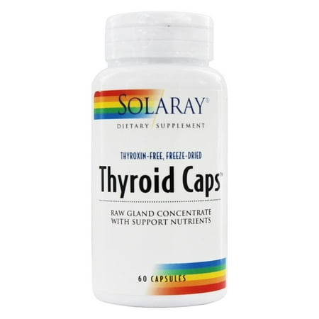 Solaray Thyroid Caps Raw Gland Concentrate, Freeze Dried Healthy Thyroid Support Thyroxin Free 60ct - The Oasis of Health