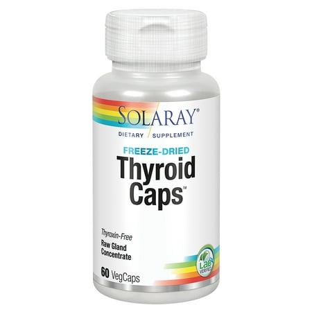 Solaray Thyroid Caps Raw Gland Concentrate, Freeze Dried Healthy Thyroid Support Thyroxin Free 60ct - The Oasis of Health
