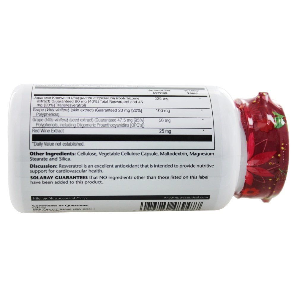 Solaray Triple Strength Resveratrol - 225 mg - 60 Vegetarian Capsules - The Oasis of Health