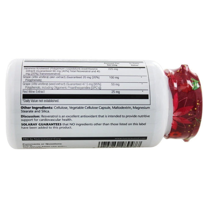 Solaray Triple Strength Resveratrol - 225 mg - 60 Vegetarian Capsules - The Oasis of Health