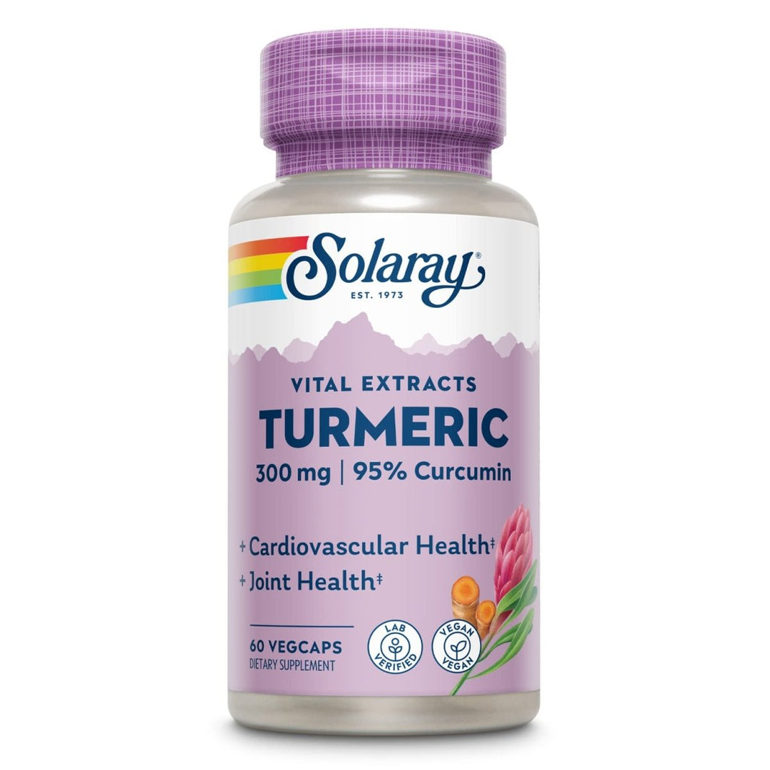 SOLARAY Turmeric Root Extract 300mg, Joint & Heart Health Support, Guaranteed Potency Extract, 60 Servings, 60 VegCaps - The Oasis of Health