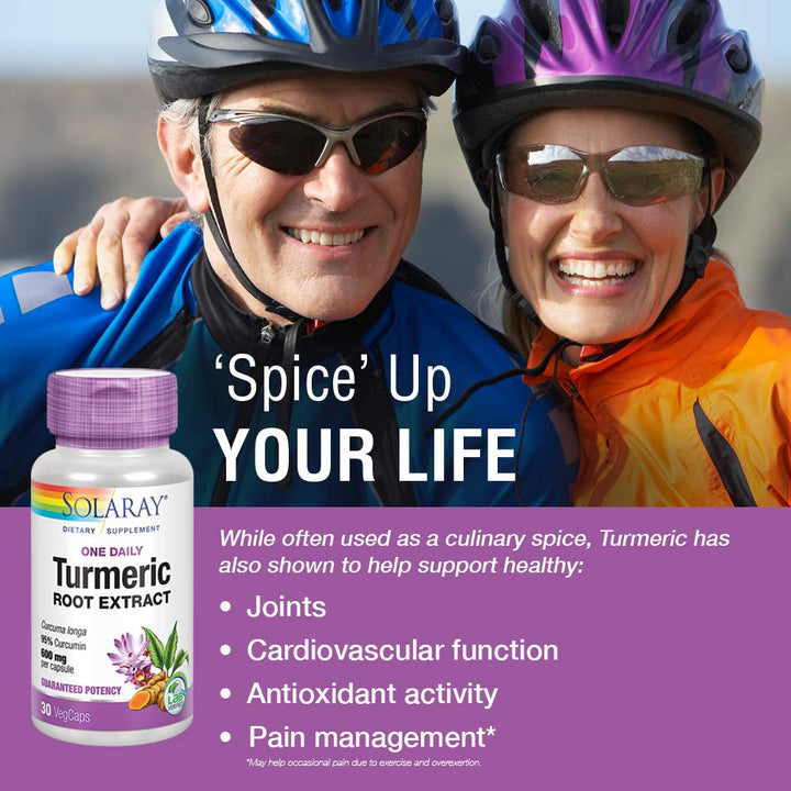 SOLARAY Turmeric Root Extract 600mg One Daily Healthy Joints, Cardiovascular System Support Guaranteed Potency (076280186628) (30 CT) - The Oasis of Health