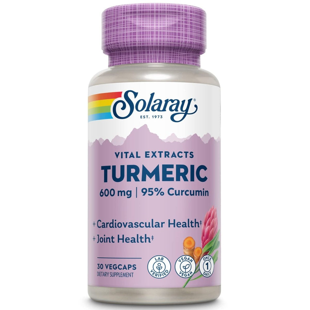 SOLARAY Turmeric Root Extract 600mg One Daily Healthy Joints, Cardiovascular System Support Guaranteed Potency (076280186628) (30 CT) - The Oasis of Health