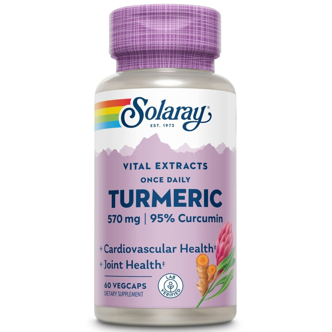 SOLARAY Turmeric Root Extract 600mg | One Daily | Healthy Joints, Cardiovascular System Support | Guaranteed Potency | 60 VegCaps - The Oasis of Health