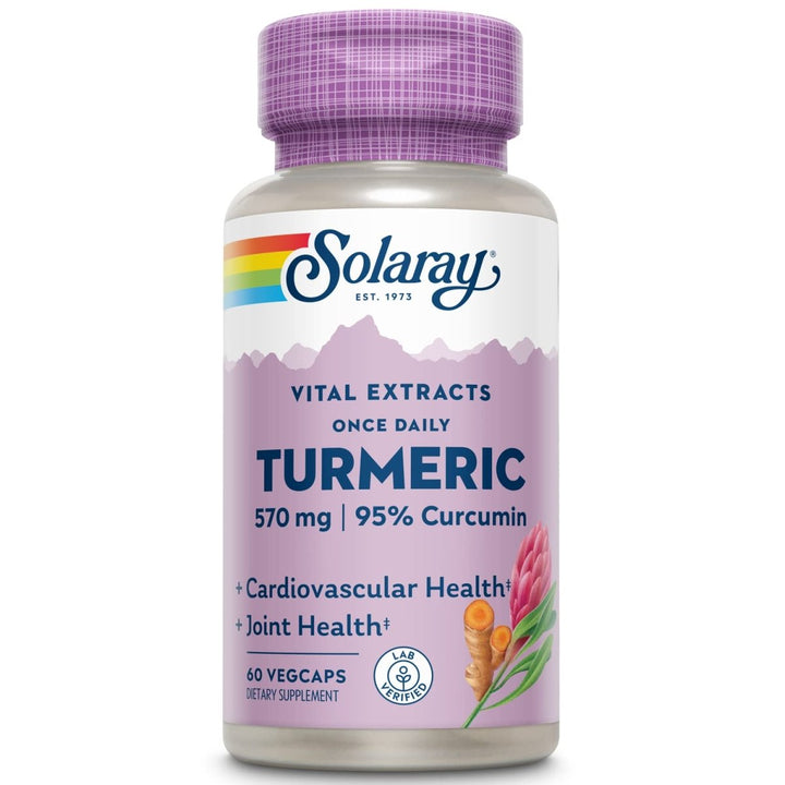 SOLARAY Turmeric Root Extract 600mg | One Daily | Healthy Joints, Cardiovascular System Support | Guaranteed Potency | 60 VegCaps - The Oasis of Health
