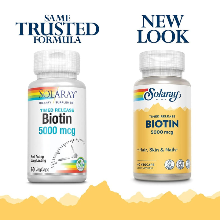 SOLARAY Two Stage, Timed Release Biotin 5000mcg 60 VegCap - The Oasis of Health