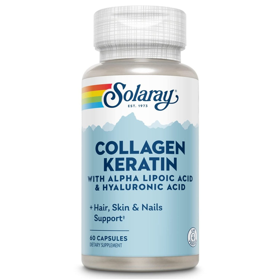 SOLARAY Type I, II & III Collagen Keratin | ALA & Hyaluronic Acid | Hair, Skin & Joint Health Support, 60 Caps, 30 Serv. - The Oasis of Health