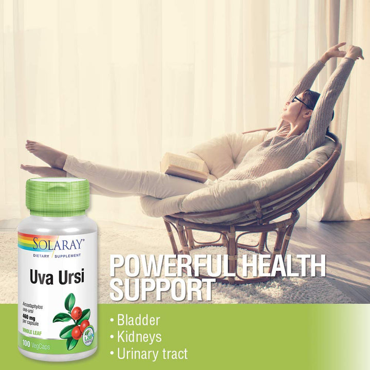 SOLARAY Uva Ursi Leaf 460 mg | Healthy Bladder, Kidney & Urinary Tract Function Support | Non - GMO | 100ct (Take 3 Daily) - The Oasis of Health