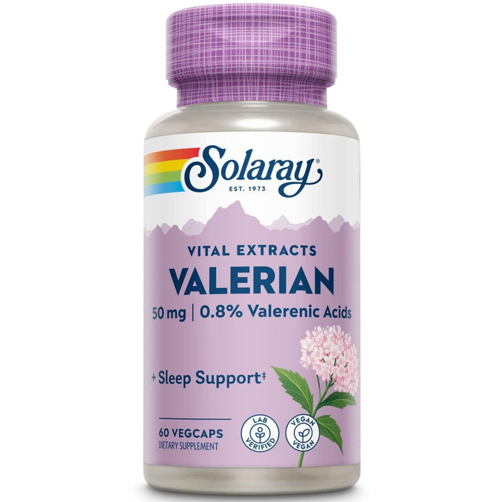 SOLARAY Valerian Root Extract 50 mg | Relaxation Support for a Healthy Sleep Cycle | 0.8% Valerenic Acids | 60 CT - The Oasis of Health