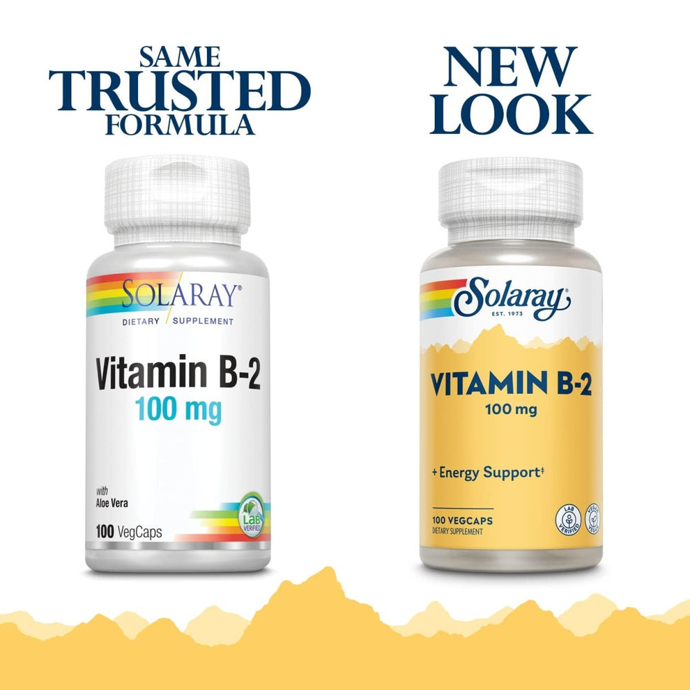 SOLARAY Vitamin B - 2 Riboflavin 100 mg with Aloe Vera - 100 CT - The Oasis of Health