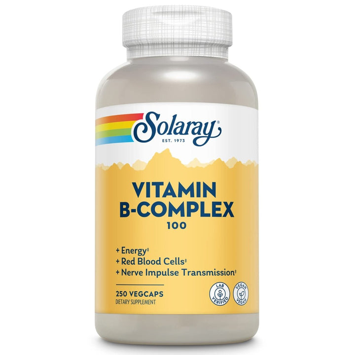 Solaray Vitamin B Complex 100 mg - Comprehensive B Vitamins for Healthy Energy and Vitality - 250 VegCaps - The Oasis of Health