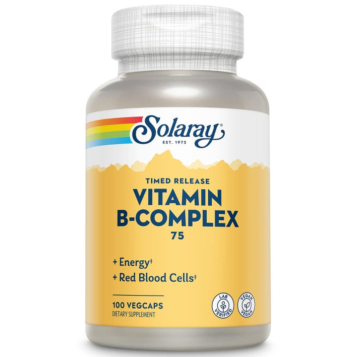 SOLARAY Vitamin B - Complex 75mg | Timed - Release for Extended Availability | Healthy Energy,?Red Blood Cells | 100 VegCaps - The Oasis of Health