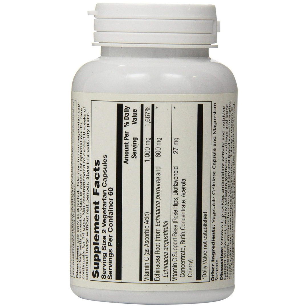 SOLARAY Vitamin C & Echinacea Root | Healthy Immune System Support with 500mg VIT C & 300mg Echinacea per VegCap | 120ct - The Oasis of Health