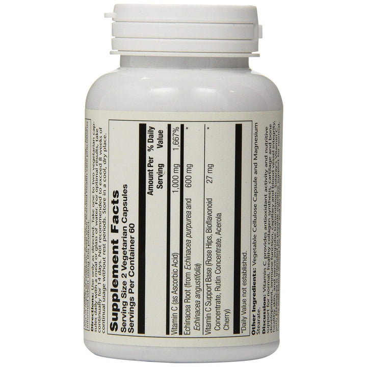 SOLARAY Vitamin C & Echinacea Root | Healthy Immune System Support with 500mg VIT C & 300mg Echinacea per VegCap | 120ct - The Oasis of Health