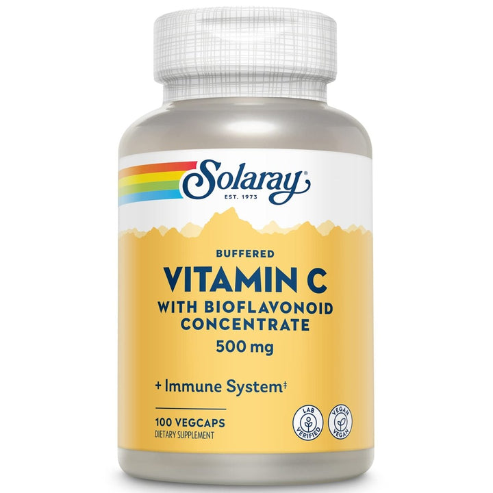 SOLARAY Vitamin C w/Bioflavonoid Complex 500mg | Buffered for Easy Digestion | Healthy Immune System, Collagen Synthesis & Antioxidant Support | 100 VegCaps - The Oasis of Health