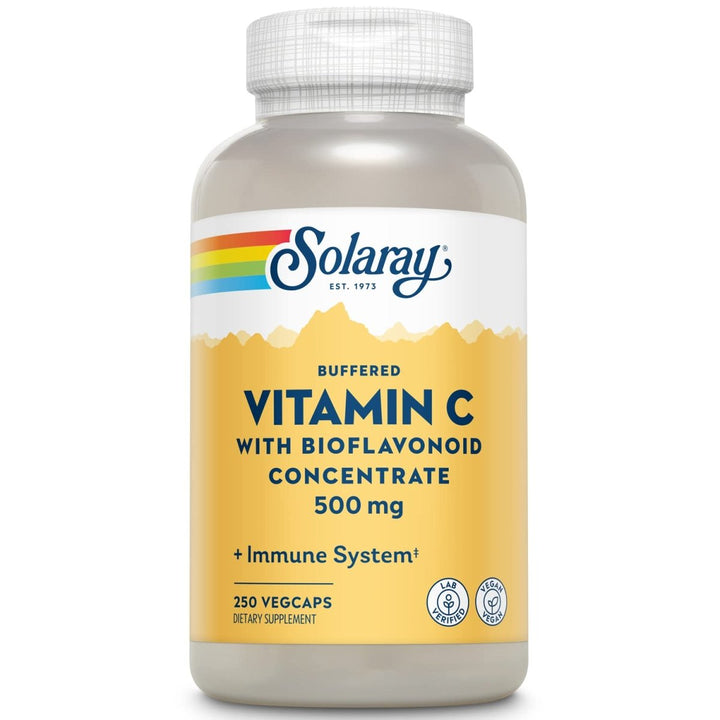 SOLARAY Vitamin C w/Bioflavonoid Complex 500mg Buffered for Easy Digestion Healthy Immune System, Collagen Synthesis & Antioxidant Support 250 VegCaps - The Oasis of Health