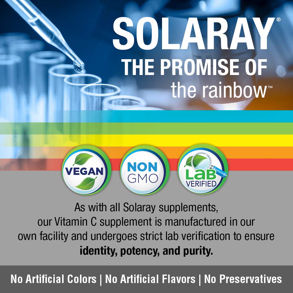 SOLARAY Vitamin C w/Rose Hips &amp; Acerola | 500mg | Two - Stage, Timed - Release Healthy Immune Function, Skin, Hair &amp; Nails Support | Non - GMO | 250 CT - The Oasis of Health