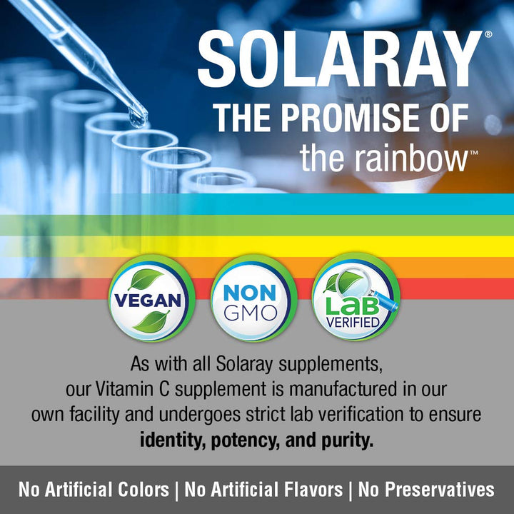 SOLARAY Vitamin C w/Rose Hips &amp; Acerola | 500mg | Two - Stage, Timed - Release Healthy Immune Function, Skin, Hair &amp; Nails Support | Non - GMO | 250 CT - The Oasis of Health