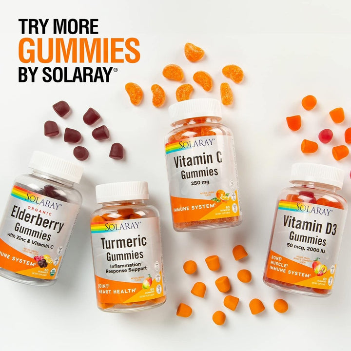SOLARAY Vitamin D3 Gummies 50 mcg, 2000 IU | Healthy Bone, Muscle & Immune System Support | Gluten Free | 30 Serv, 60 Ct 67229 - The Oasis of Health