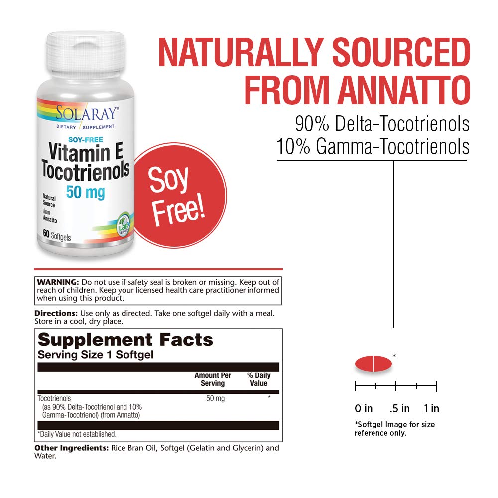 SOLARAY Vitamin E Tocotrienols 50mg | Healthy Brain Function Support | Soy Free | 50ct - The Oasis of Health