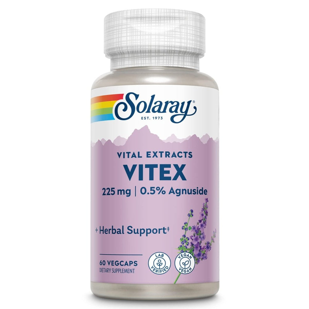 SOLARAY Vitex Berry Extract 225 mg - Chasteberry Supplement for Women - Traditional Hormone Balance Support - Chaste Tree Berry - Vegan, Lab Verified - 60 Servings, 60 VegCaps - The Oasis of Health