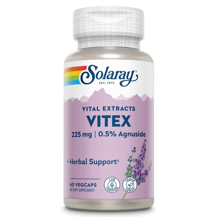 SOLARAY Vitex Berry Extract 225 mg - Chasteberry Supplement for Women - Traditional Hormone Balance Support - Chaste Tree Berry - Vegan, Lab Verified - 60 Servings, 60 VegCaps - The Oasis of Health