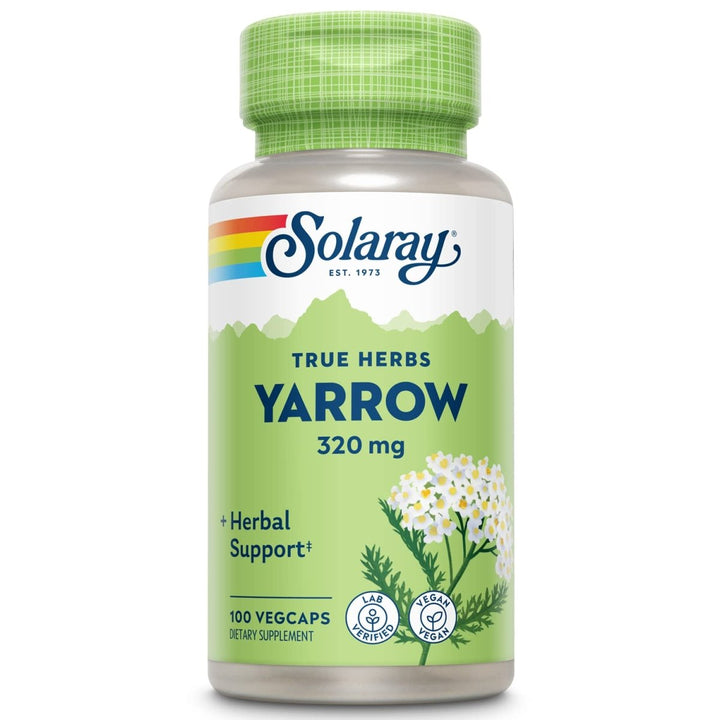 Solaray Yarrow 320 mg, Whole Aerial, Herbal Appetite and Gastrointestinal Function and Comfort Support, Lab Verified, 60 - Day Money - Back Guarantee, 100 Servings, 100 VegCaps - The Oasis of Health