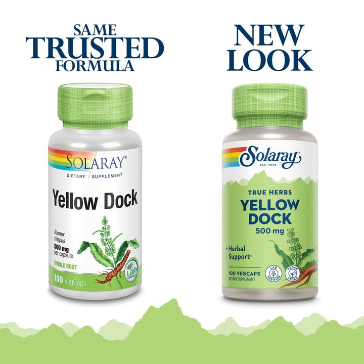 SOLARAY Yellow Dock Root, Veg Cap (Btl - Plastic) 500mg 100ct - The Oasis of Health