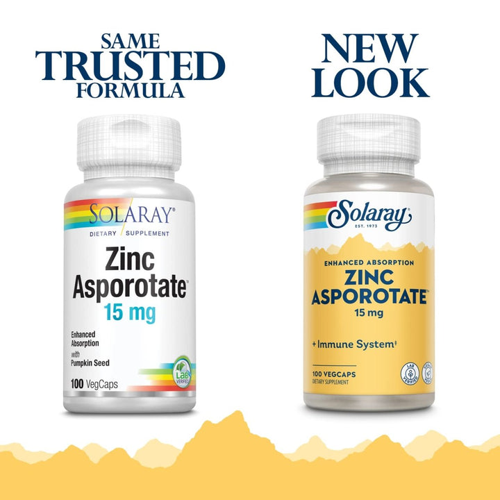 Solaray - Zinc Asporotate, 15 mg, 100 capsules 04700 - The Oasis of Health