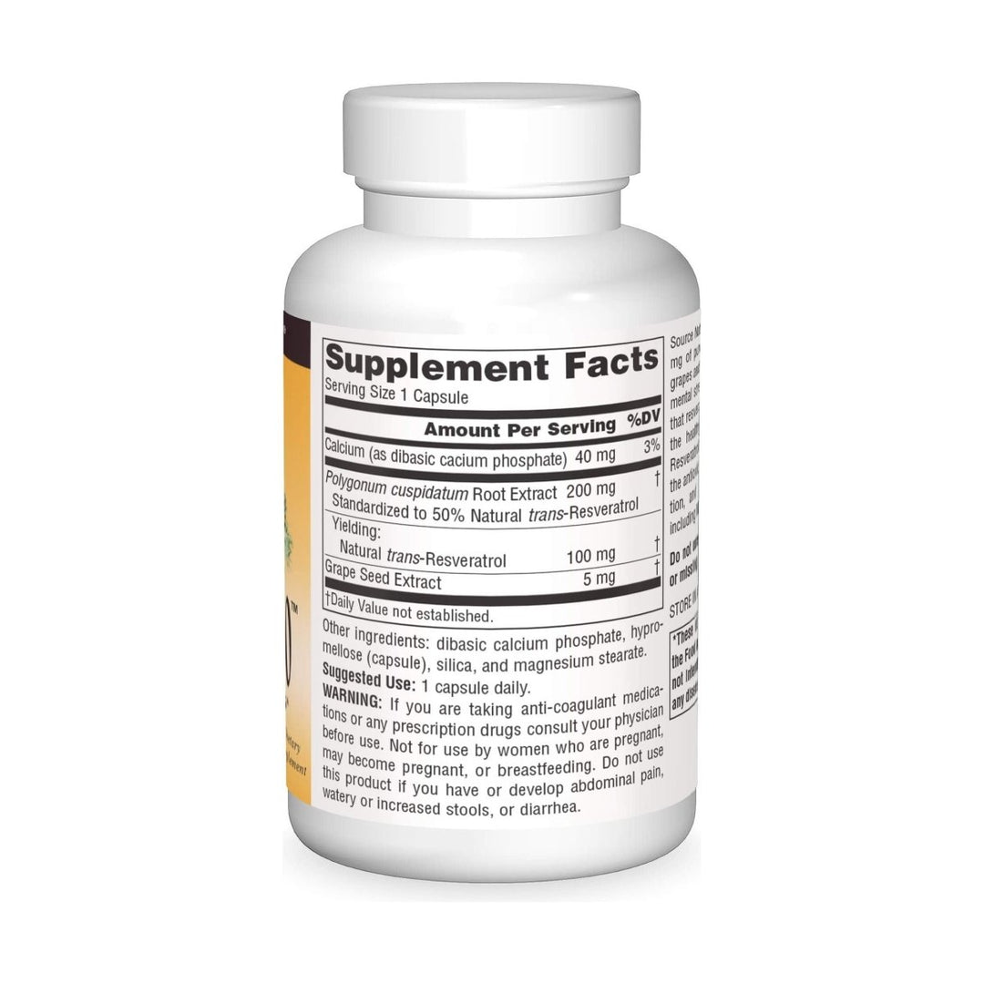 Source Naturals - Resveratrol 100 mg. - 120 Vegetarian Capsules - The Oasis of Health