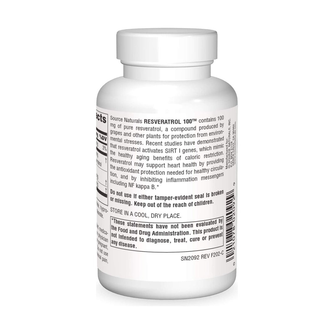 Source Naturals - Resveratrol 100 mg. - 120 Vegetarian Capsules - The Oasis of Health