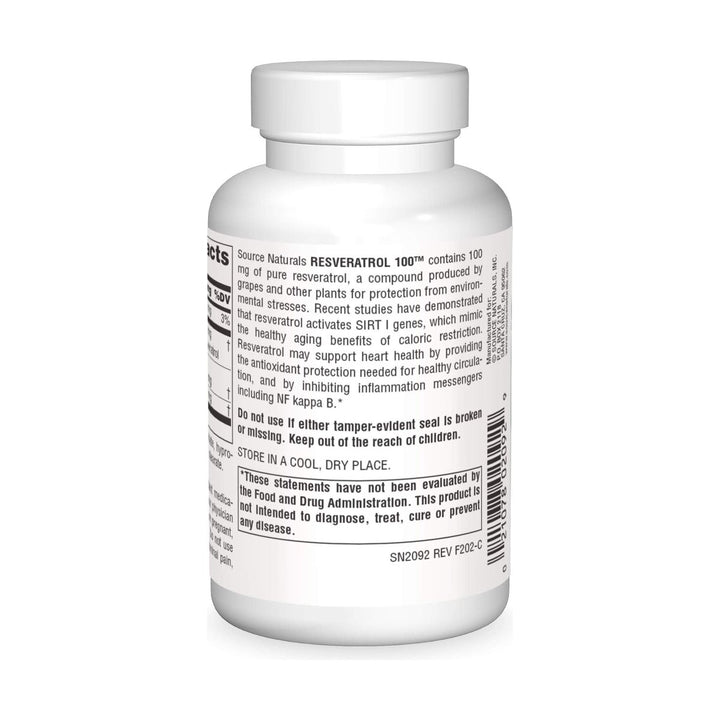 Source Naturals - Resveratrol 100 mg. - 120 Vegetarian Capsules - The Oasis of Health