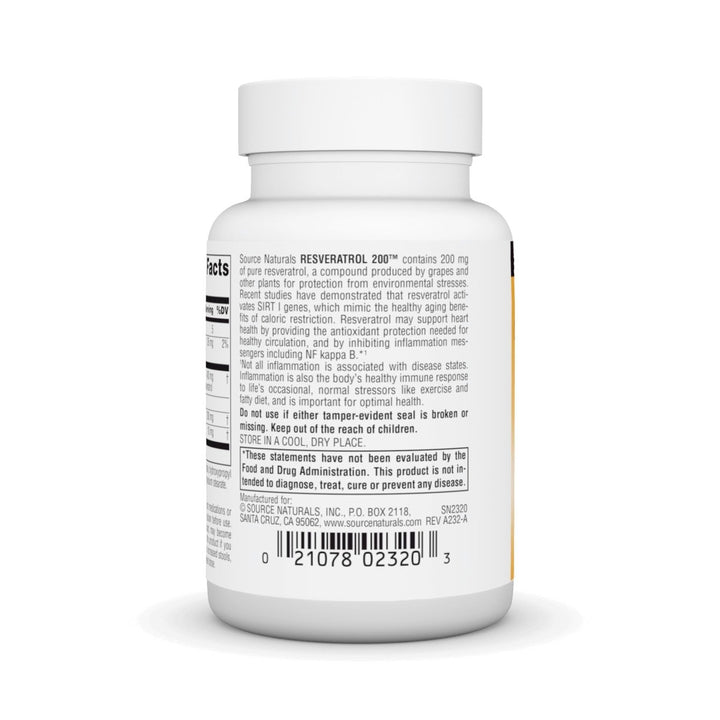 Source Naturals - Resveratrol 200 mg. - 60 Capsules - The Oasis of Health