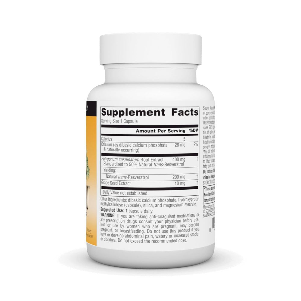 Source Naturals - Resveratrol 200 mg. - 60 Capsules - The Oasis of Health