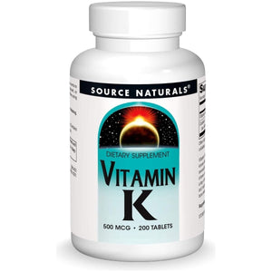 Source Naturals - Vitamin K 500 mcg. - 200 Tablets - The Oasis of Health