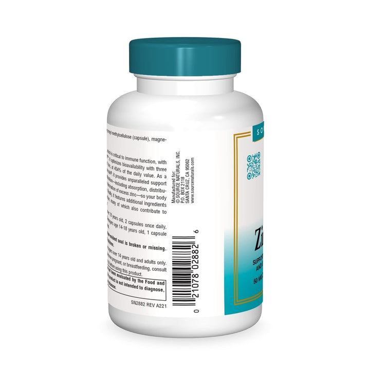 Source Naturals - Wellness ZincMunity 50 mg. - 120 Vegetarian Capsules - The Oasis of Health