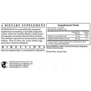 Sphingolin 240 Capsules - 2 Pack - Ecological Formulas/Cardiovascular Research - The Oasis of Health