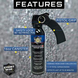 Streetwise 18 Pepper Spray 16oz. Pistol Grip - SW16PG18 - The Oasis of Health
