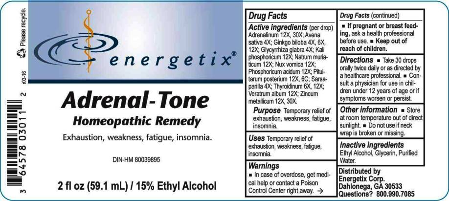Energetix - Adrenal-Tone Homepathic - 2 oz. - Supplement Facts panel