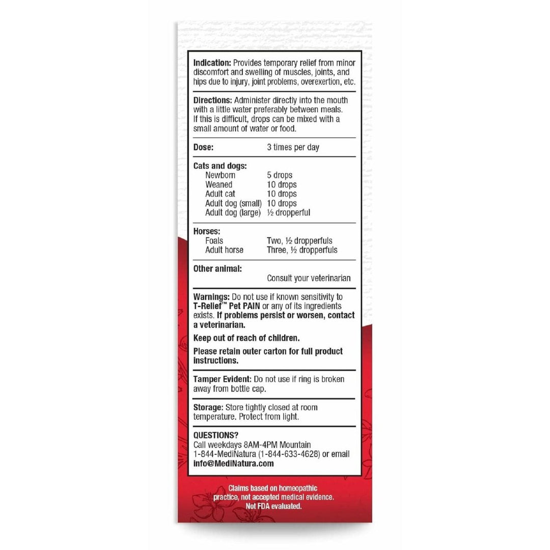 T - Relief Pet Pain Oral Drops Arnica +12 Powerful Natural Medicines for Muscle Joint & Hip Pain Soreness Stiffness Injuries in Dogs & Cats - Fast - Acting Soother - 1.69 oz (2 Pack) - The Oasis of Health