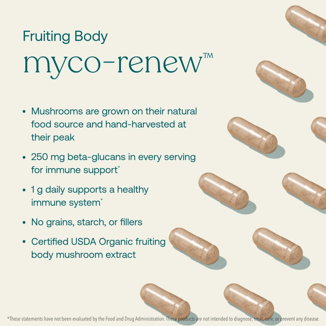 True Grace - Myco - Renew Fruiting Body Organic Mushroom Blend - 60 Vegan Capsules - The Oasis of Health