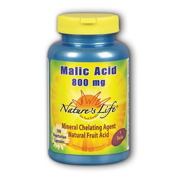 Nature s Life Malic Acid 800 mg | Chelating Agent May Help Support Energy &amp; Muscle Comfort | No Gluten  Non-GMO | 100 Count