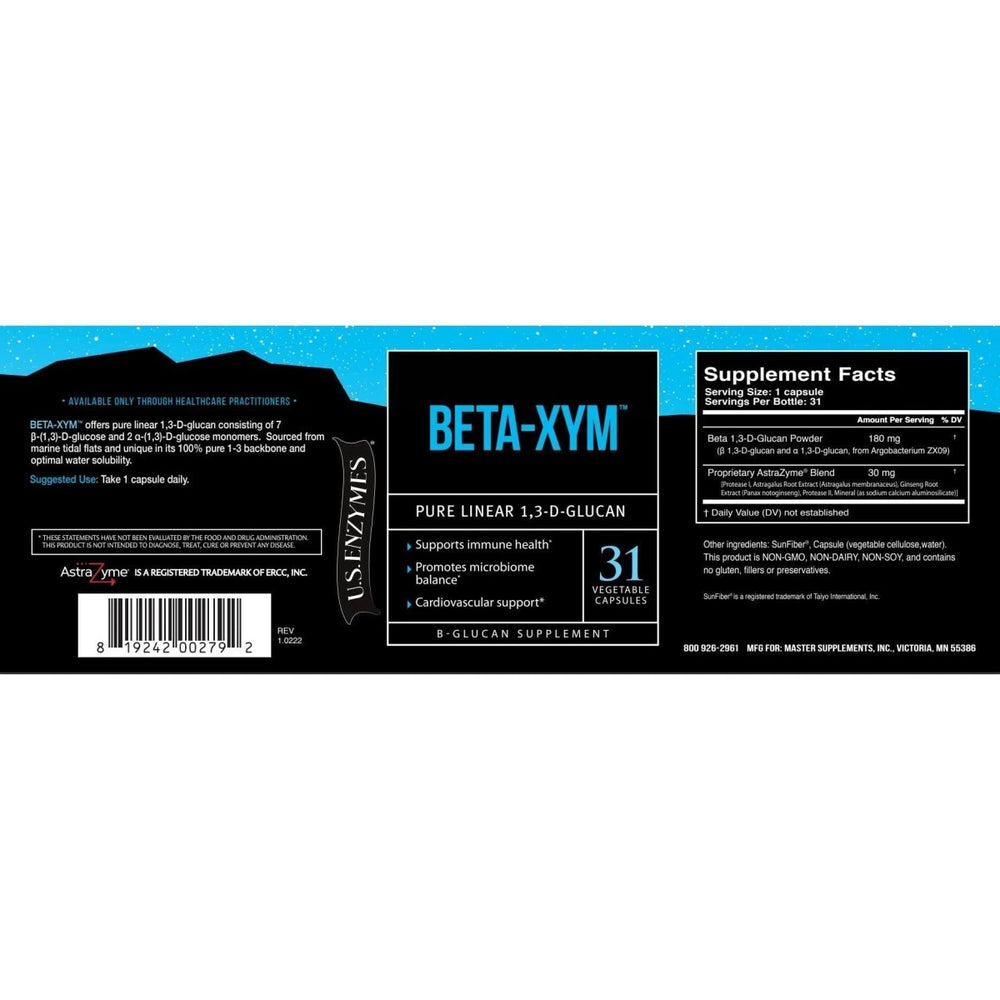 USAEnzymes U.S. Enzymes BETA - XYM 31 Vegetable Capsules. Supports Heart Health, Colon Health and Bowel Regularity as Well as 31 Count (Pack of 1) - The Oasis of Health