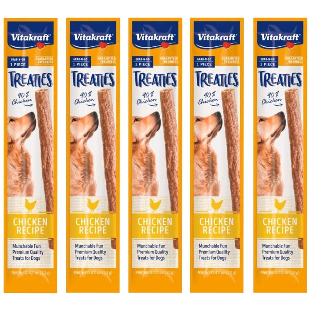 Vitakraft 5 Pack of Smoked Chicken Treaties, 0.42 Ounces Each, All Natural Jerky Treat Sticks for Dogs - The Oasis of Health