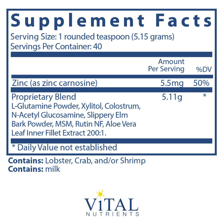 Vital Nutrients GI Repair Powder 168 or 208 Grams? - The Oasis of Health