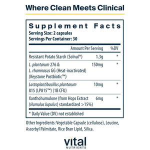 Vital Nutrients GLP - 1 Complete | GLP - 1 Probiotic, Prebiotic, Postbiotic + Hops Extract | Fast - Acting GLP - 1 Activators Helps Curb Cravings | Vegan, Dairy & Gluten Free | 60 Capsules - The Oasis of Health