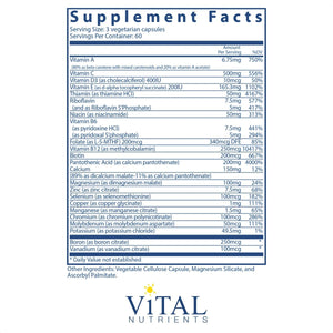 Vital Nutrients Multi - Nutrients No Iron or Iodine 180 Vcaps - The Oasis of Health