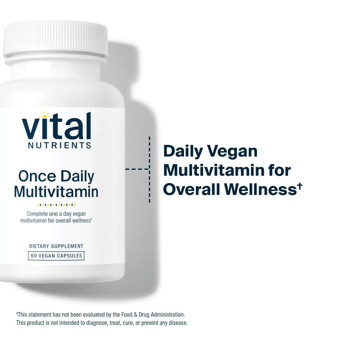 Vital Nutrients Once Daily Multivitamin | Vegan Multi for Women & Men | Allergen - Free | 19 Essential Vitamins + Antioxidants for Eye and Heart Health | Gluten, Dairy & Soy - Free | 60 Capsules - The Oasis of Health