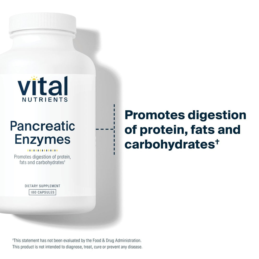 Vital Nutrients Pancreatic Enzymes 1000mg 180 Capsules - The Oasis of Health